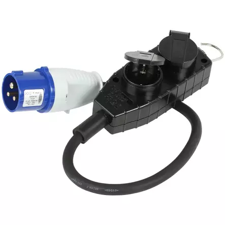 VALOVIRTA ADAPTERI 3 NAP. / 2-OS. SCHUKO 0,5M - Letku- ja sähkökelat - CRX1041 - 1