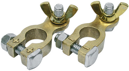 AKUNKENKÄPARI, MESSINKI - + ja - 8 mm - Akkukaapelit ja -kengät - VE811 - 1