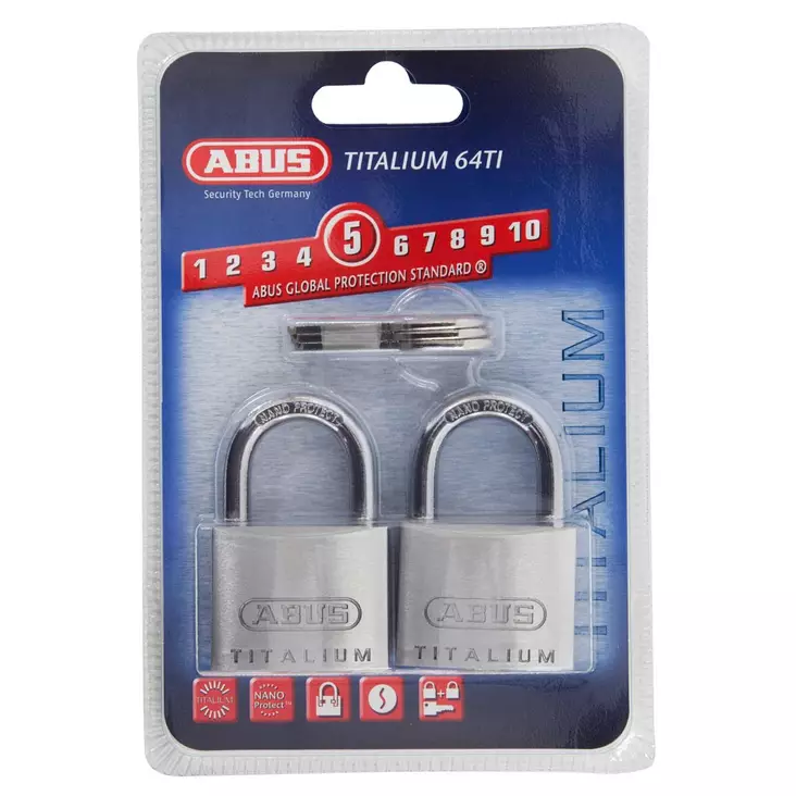ABUS RIIPPULUKKO 64TI/40, TITALIUM, TUPLAPAKKAUS - Riippulukot ja salvat - A56413 - 1