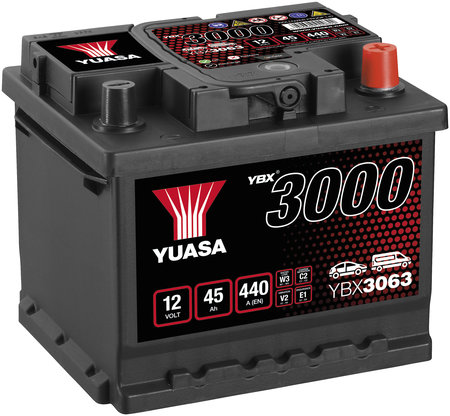 AKKU YUASA 45AH -+ 207X175X175 - Käynnistysakut - YBX3063 - 1