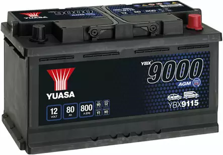 AKKU YUASA 80AH AGM -+ 317X175X190 - AGM-akut - YBX9115 - 1