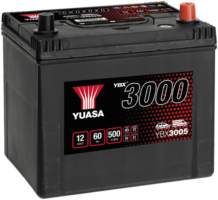 AKKU YUASA 60AH -+ 232X173X225 - Suljetut-ja geeliakut - YBX3005 - 1