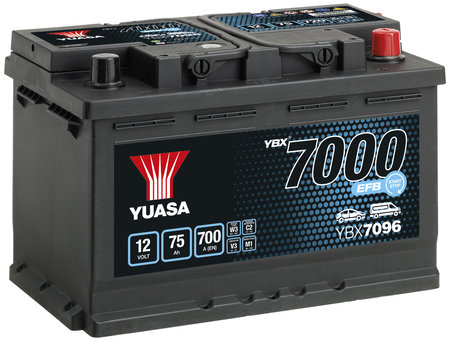 AKKU YUASA 75AH EFB -+ 278X175X190 - Auton akut - YBX7096 - 1