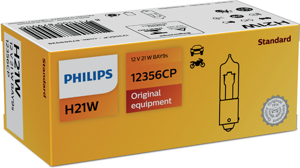 AUTOL.PHILIPS H21W 12V 21W BAY9S - Halogen-polttimot - 100-12356 - 1