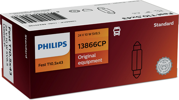 AUTOL.PHILIPS T10,5X43 24V 10W SV8,5 - Halogen-polttimot - 100-13866 - 1