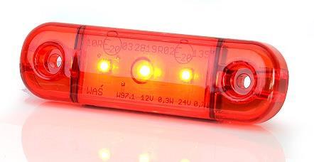LED-SIVUVALO PUNAINEN SLIM 9-36V 84X24X10,4MM 3LED - Kuorma-auton äärivalot - 157709 - 1