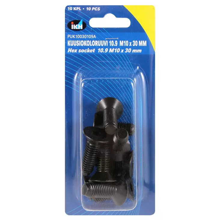 KUUSIOKOLORUUVI M10X30 10.9 10KPL UPPO DIN7991 - Kuusiokoloruuvit 10.9 uppokanta - PUK10030109A - 1