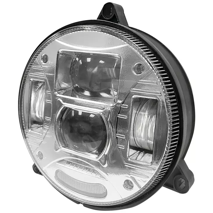AJOVALO LED PYÖREÄ 124MM 3-PISTE KROMATTU - Ajoneuvovalot - ST86254C - 1