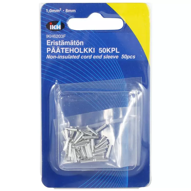 PÄÄTEHOLKKI 1,0MM2 X8MM 50KPL - Pääteholkit - IKH6203F - 1