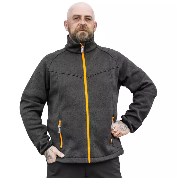 FLEECE NEULETAKKI ANTIGOR T.HARMAAMEL/FL.OR - Fleecetyötakit - PAT173O-2XL - 1