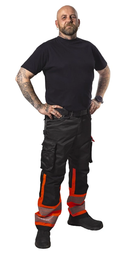 PATRON TYÖHOUSUT GREYSON FL.PUN/MUSTA LK1 - Kesätyöhousut - PAT549P-L - 1