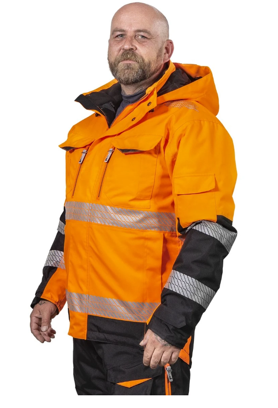 TALVITAKKI ANTON FL.ORANS/MUSTA LK2 - Talvityötakit - PAT524O-2XL - 1