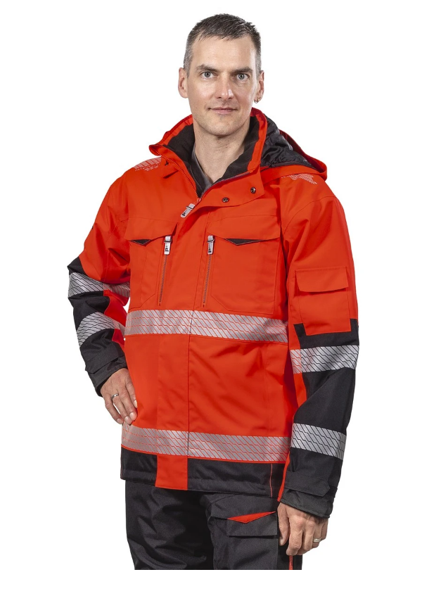 TALVITAKKI ANTON FL.PUN/MUSTA LK2 - Talvityötakit - PAT524P-2XL - 1