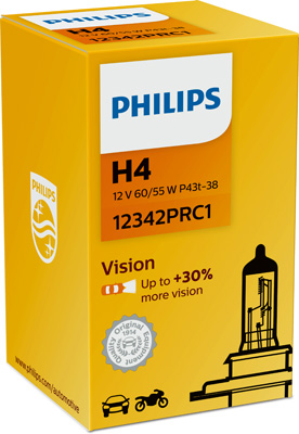 AUTOL.PHILIPS H4 12V 60/55W VISION +30% - Halogen-polttimot - 100-12342VIS - 1