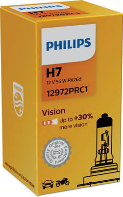 AUTOL.PHILIPS H7 12V 55W PX26D VISION - Halogen-polttimot - 100-12972VIS - 1