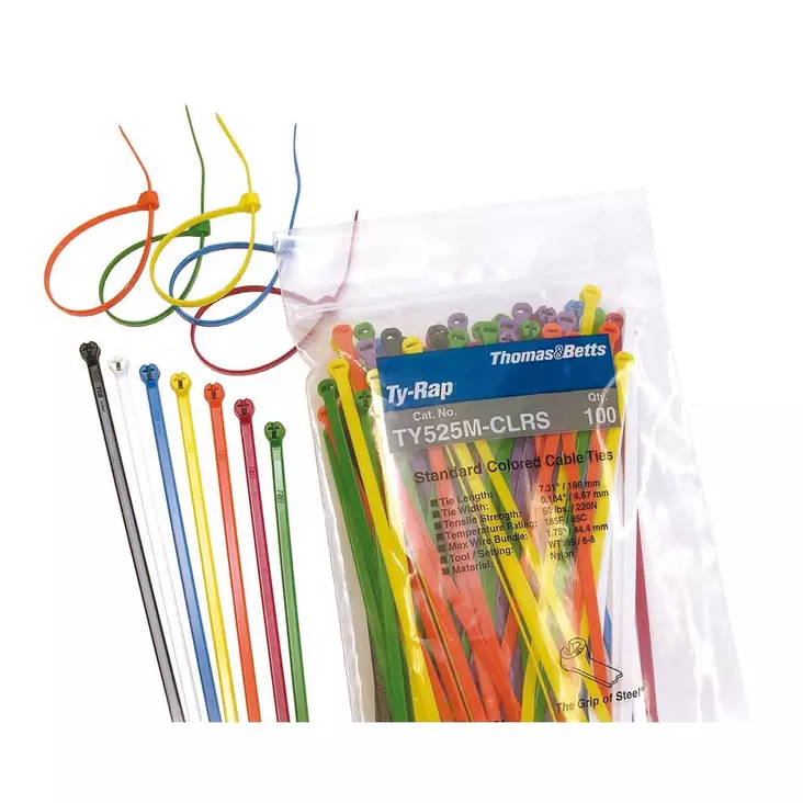 T&B TY-RAP NIPPUSIDE 186X4,8 10 ERI VÄRIÄ 100 KPL - Nippusiteet - TR186V - 1